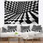 Tapisserie optique noire et blanche abstraite-28482696