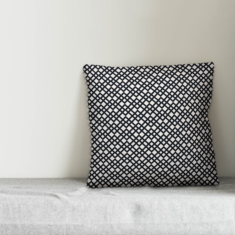 Lattice Geometric Reversible Pillow Cover, 16" x 16", Navy