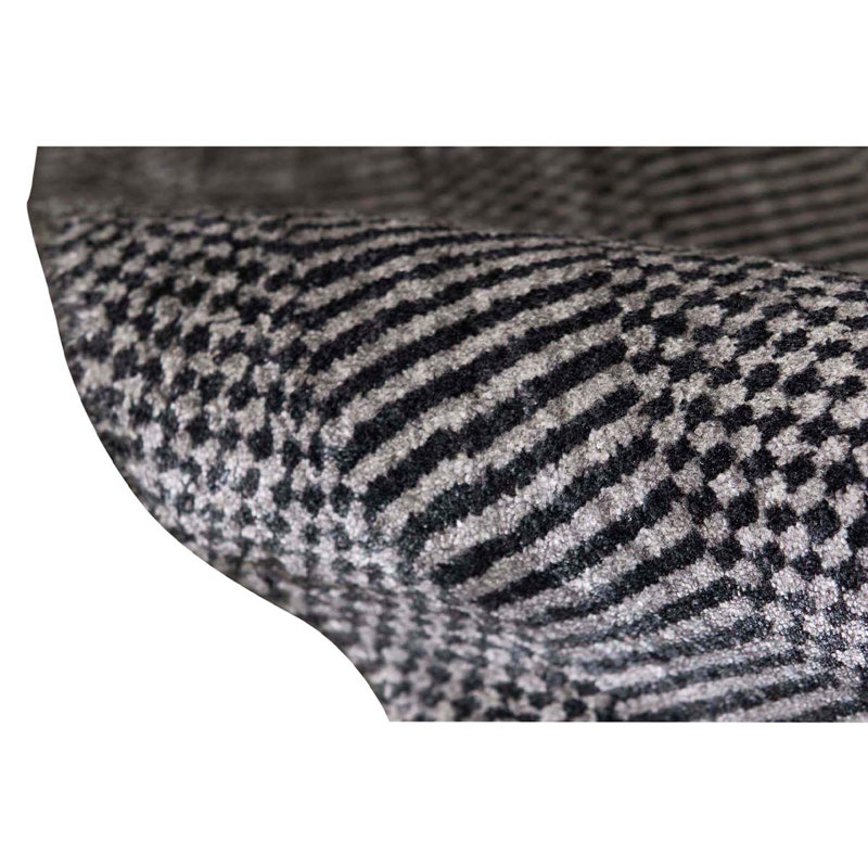 Tapis argent / noir / gris noué à la main de haute qualité