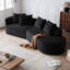 Canapé modulaire 112 po 4 places noir en chenille avec coussins décoratifs 112 po, assise confortable, mousse à haute résilience, aucun assemblage requis pour un usage domestique, revêtement moderne, très profond-226720339