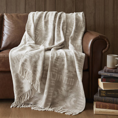 Alberta Neutral Aztec Cotton Blend Jacquard Soft 50x60" Throw