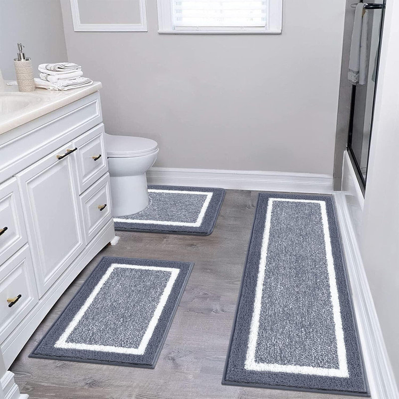 Ensemble de tapis de bain en microfibre antidérapant trois pièces pour salle de bain