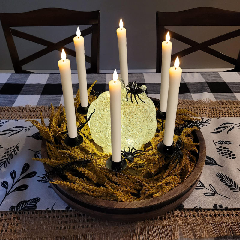 Unscented Flameless Taper Candle, White