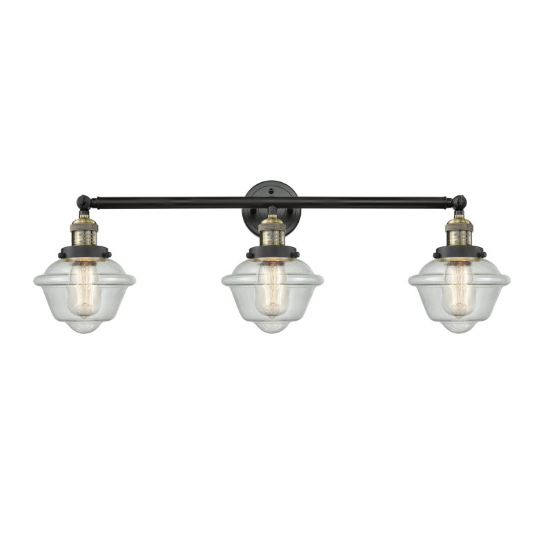 Anthony 3 - Light Dimmable Vanity Light, 60 Watt Vintage Incandescent Bulb, Seedy, Black Antique Brass