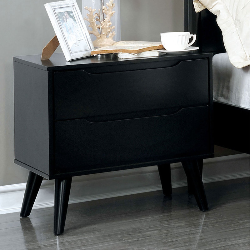 Table de chevet 1 pièce Mid-Century, Noir
