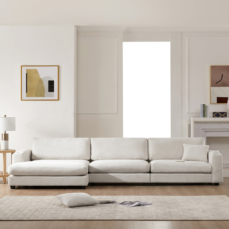 [VIDÉO + NOUVEAU] Canapé modulaire surdimensionné en velours côtelé de 134 x 54 po, Beige