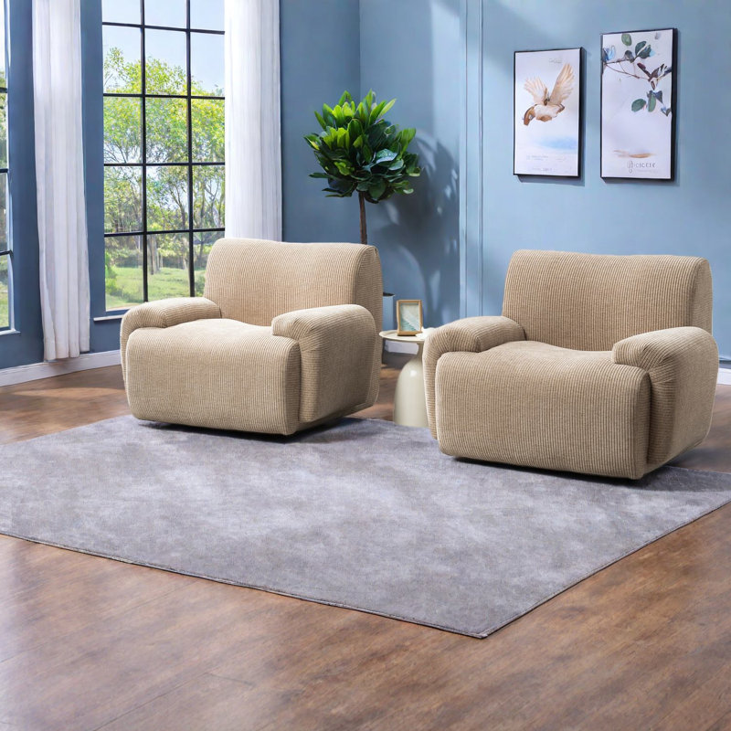Fauteuil d'appoint moderne en chenille taupe confortable pour le salon et la chambre à coucher