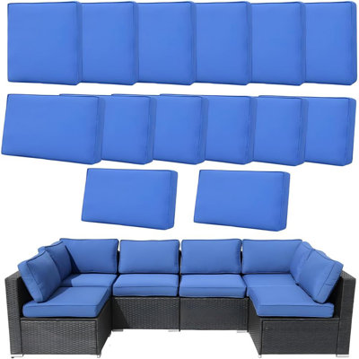 14-piece Outdoor Cushion Replacement Set With Zipper For 6-seater Sofa Patio - Washable Seat And Back Covers by Latitude Run