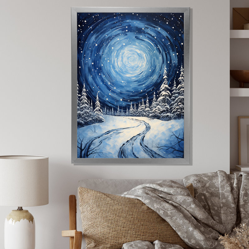 «Frosty Pathway Road Into Winter's Embrace II», Cadre flottant blanc, H 32 po x l 24 po x P 1 po
