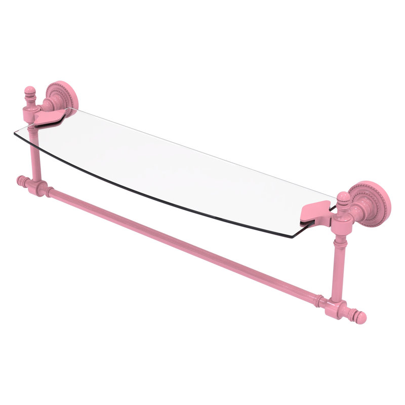 Tablette de meuble-lavabo en verre rétro Dot Collection avec barre à serviettes intégrée RD, H 5 po x l 18 po x P 5 po, Rose