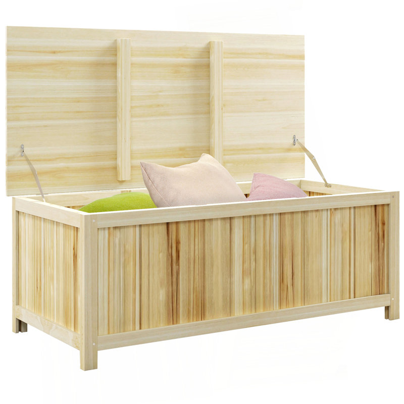 Boîte de rangement extérieure 45,5 gallons, boîte de rangement de jardin en bois pour balcon, porche, bord de piscine
