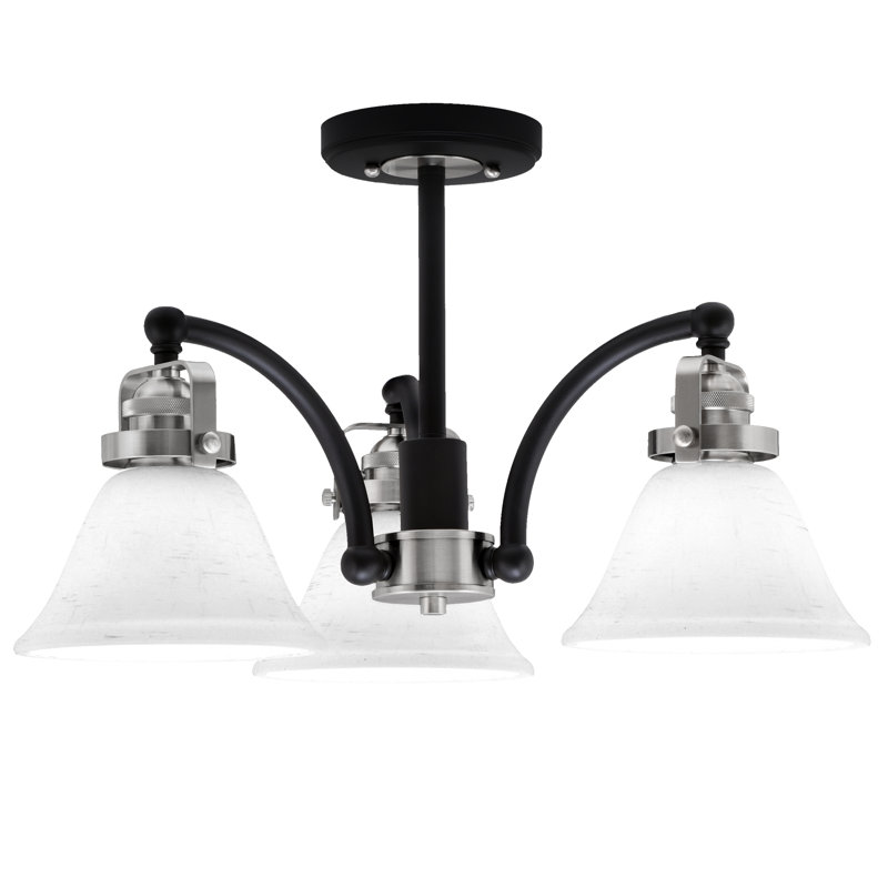 Plafonnier semi-encastré 3 lumières Easton, Noir mat/nickel brossé