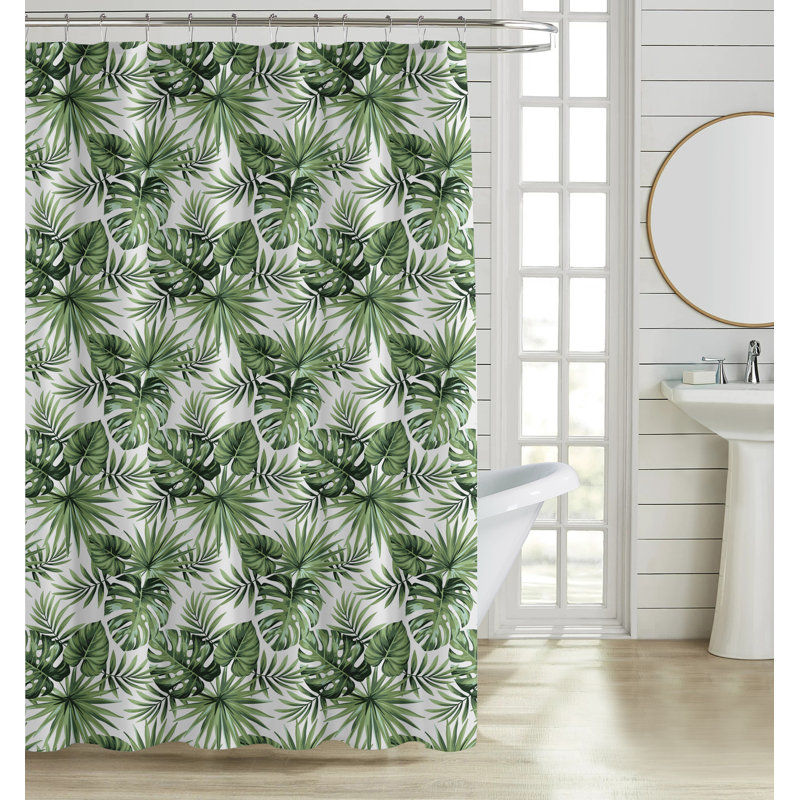 Ensemble de 13 rideaux de douche luxueux, Vert géométrique