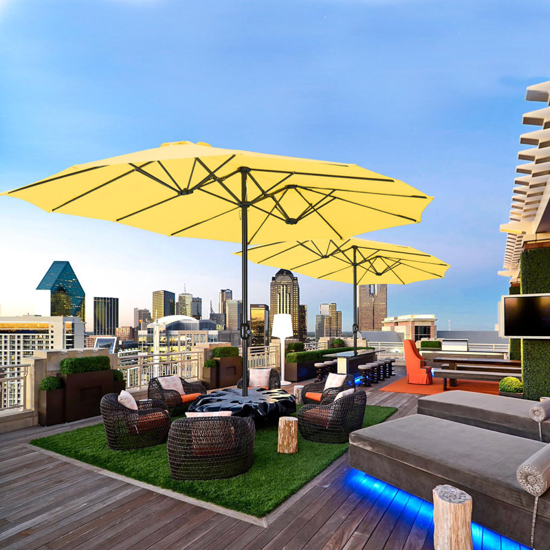 Alex 176.38'' x 103.94'' Rectangular Market Umbrella, Yellow
