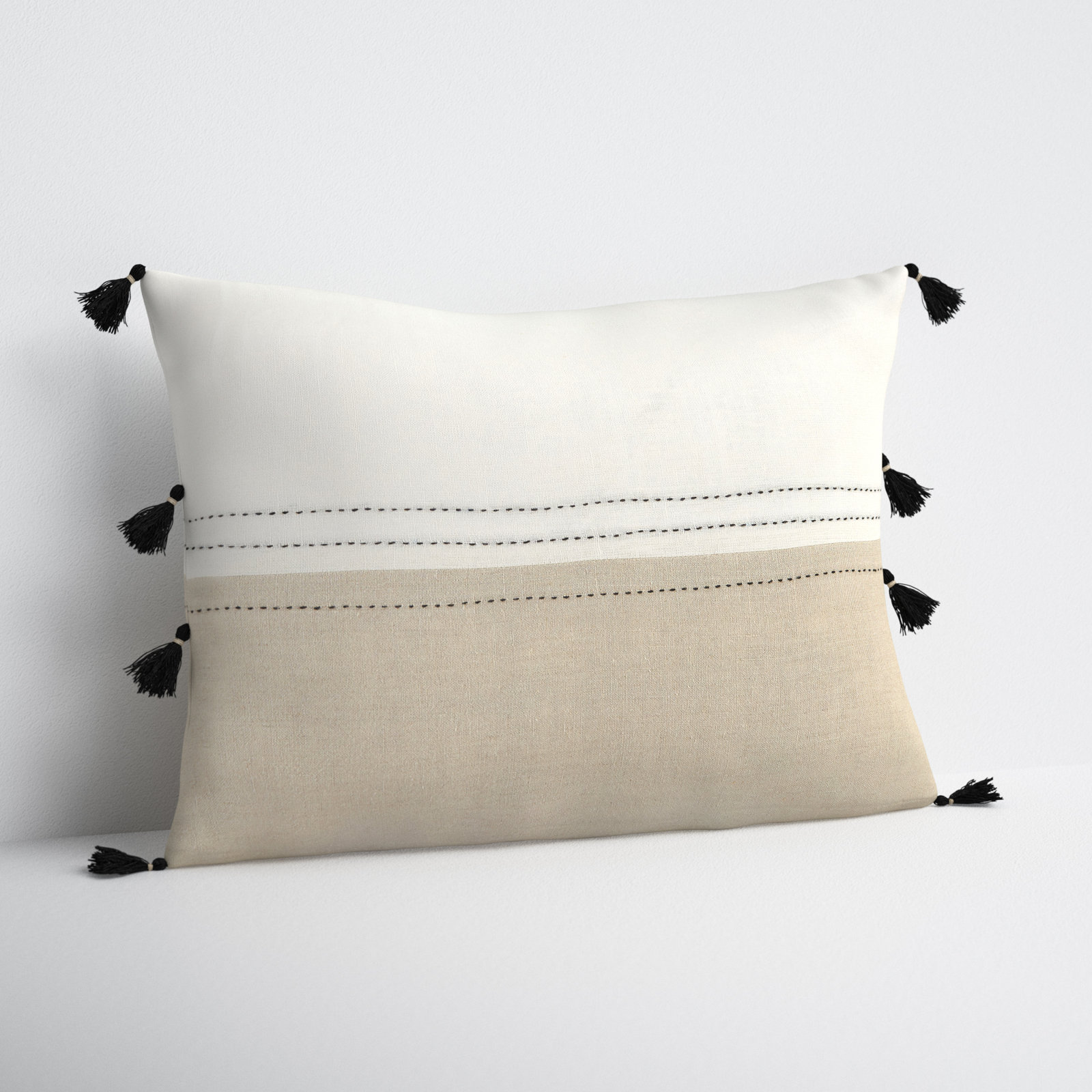 Griffin Striped Linen Lumbar Throw Pillow, No Fill