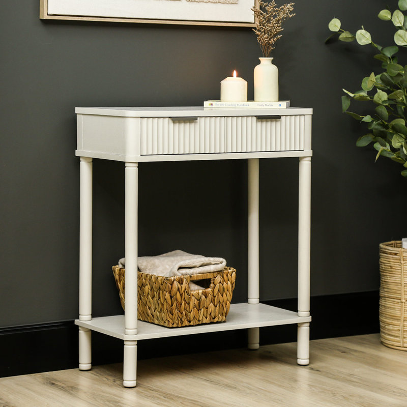 Annlynn Console Table For Living Room Furniture, 2 Drawers Wooden Slim Entry Hallway Table, 71 H x 60 W x 30 D cm, White