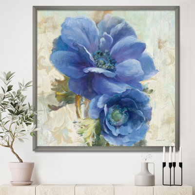 " Blue Handpainted Anemone Flower "