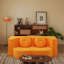 Lit simple avec coussin, compressible, jaune, pour appartement - facile à ranger, coussin de siège souple, salon pliant jaune, siège mi-ferme multifonctionnel et confortable, dossier