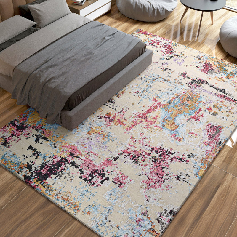 High-Quality Hand-Knotted Silver And Lilac Area Rug
