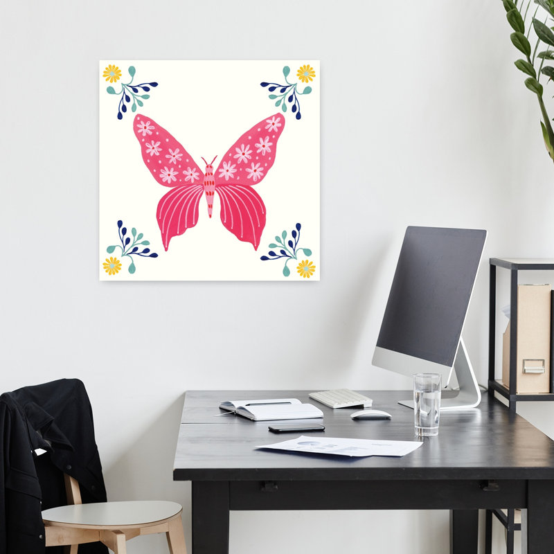 Art contemporain avec papillon Folk Butterfly VI, H 18 po x l 18 po