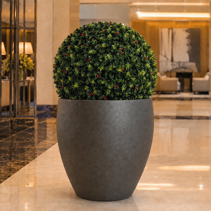 Faux Holly Topiary, 19" H x 19" W, 4 Pack