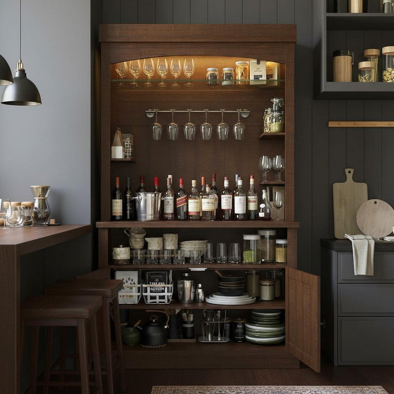 182.9cm Kitchen Pantry, Brown