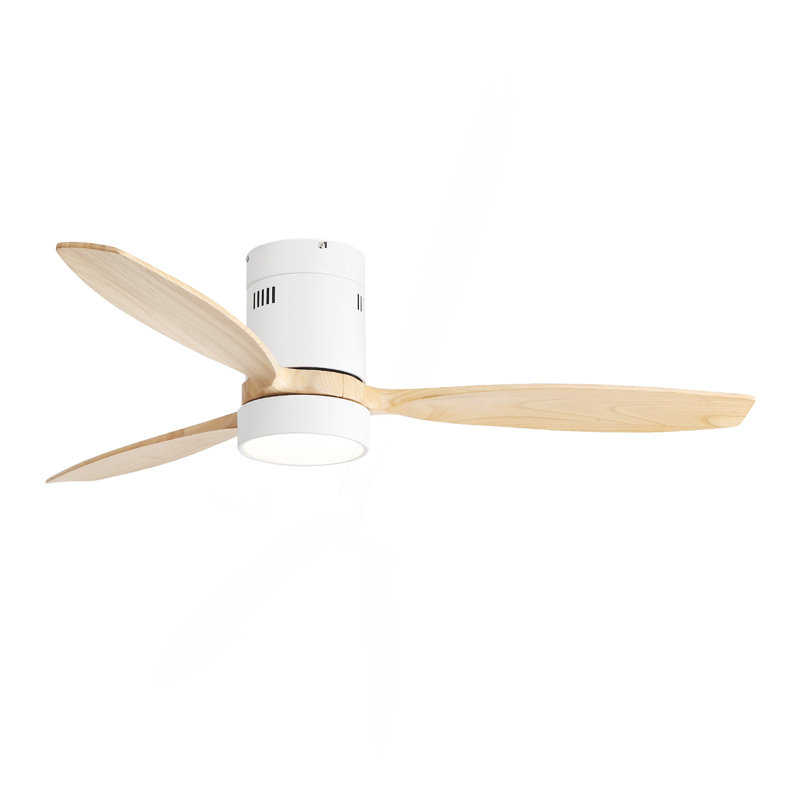 Ventilateur de plafond encastré de 52 pouces DC 3 ventilateur en bois massif Pales ventilateur à télécommande réversible avec lumière