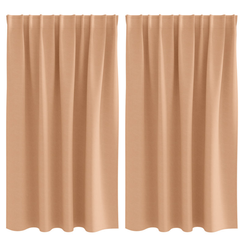 Curtains With Curtains 2 Pcs Polyester, 140cm Width x 140cm Drop, Light Brown