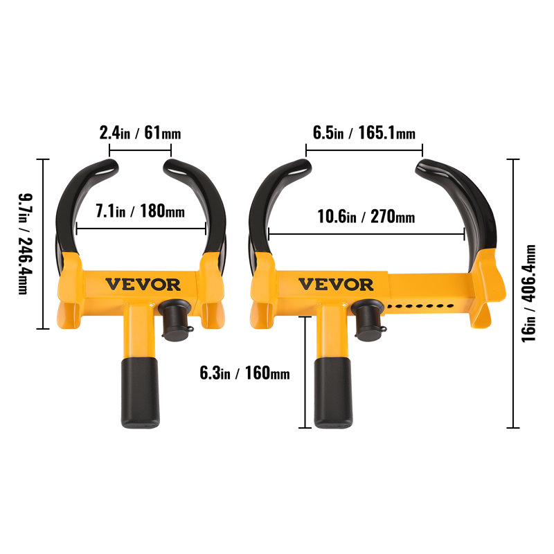 Wheel Lock, Universal Wheel Clamp Lock, Adjustable Anti Theft Trailer Lock Wheel Clamp, Heavy-duty Steel Tire Lock for ATV RV SUV Car Golf Cart Boats Motorcycles, with 6 Keys