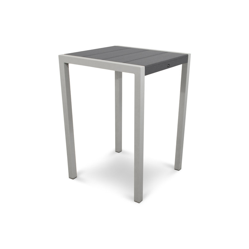 Table de bar POLYWOOD Surf City, 30 po x 30 po, Argent texturé / Pierre angulaire