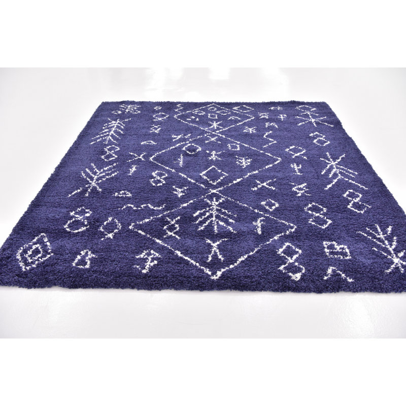 Jonnye Southwestern Area Rug, Square 8', Blue