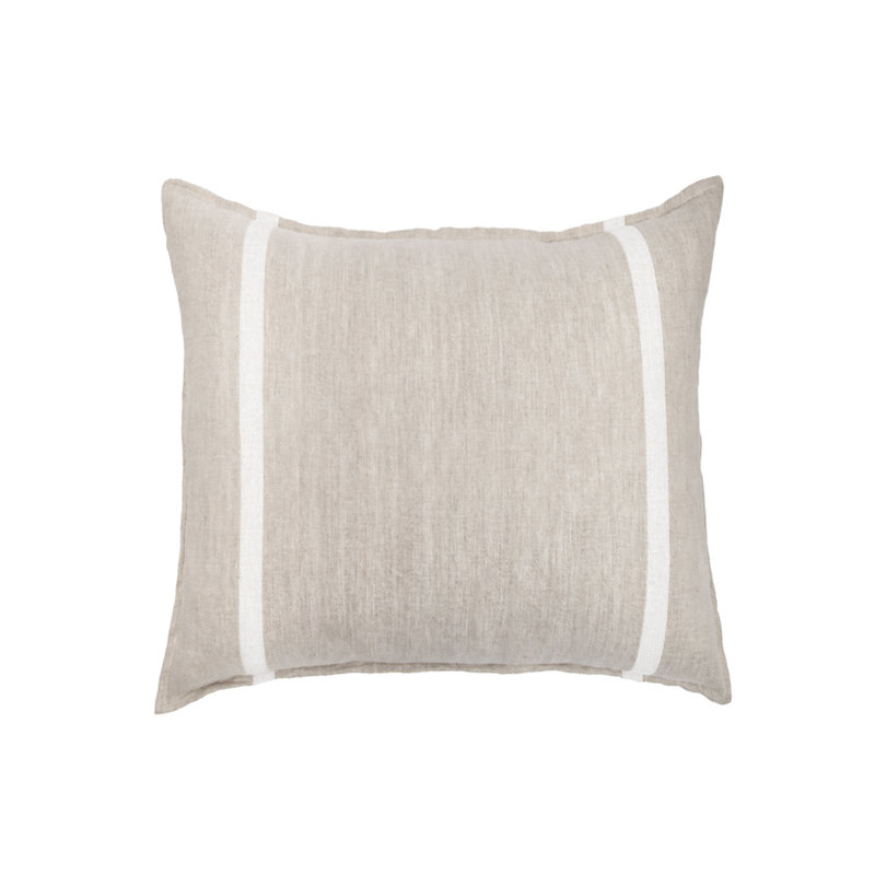 Taie décorative 100% lin Rory Herringbone, Blanc, Européen