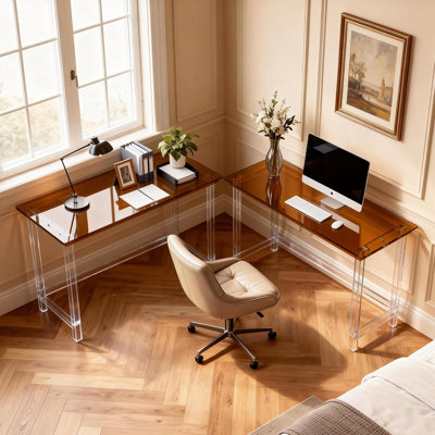 Bureau transparent en acrylique, bureau d'ordinateur personnel, table en acrylique