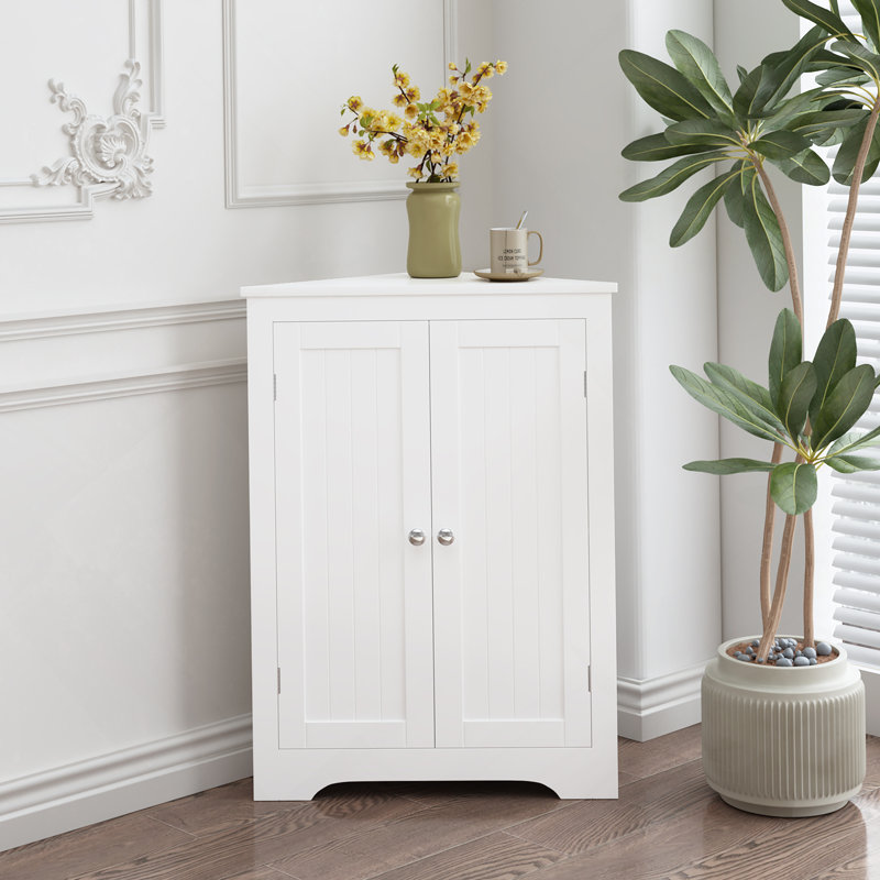 Floor Corner Cabinet With 2 Doors And Adjustable Shelves