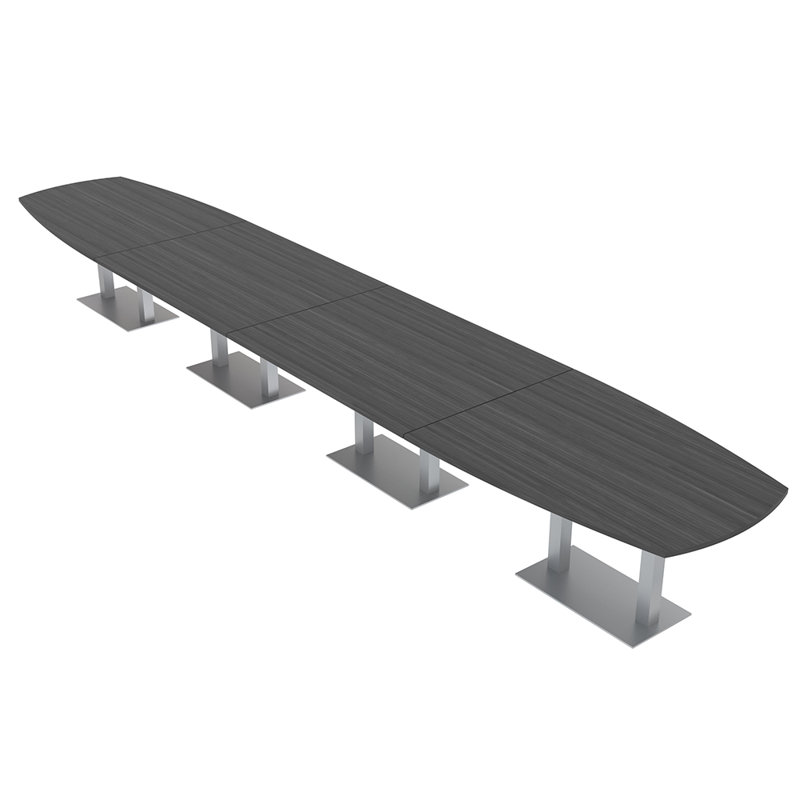 Table de conférence Arc Boat, Nuit asiatique, Argent argent, H 30 po x l 240 po x P 48 po