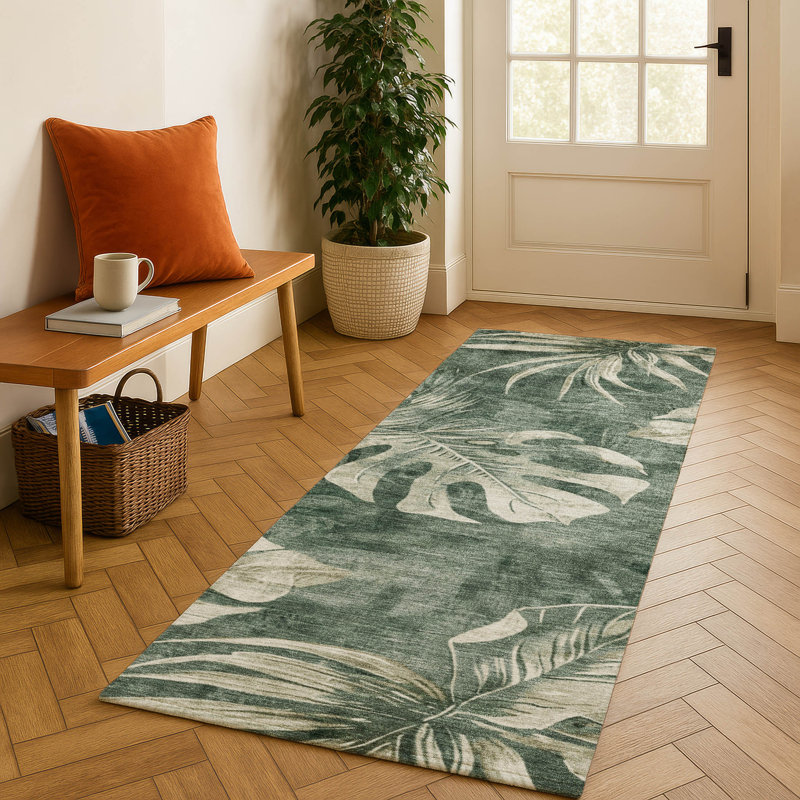 Premium Machine Washable Fairwood AMF1887 Floral Rug, Runner 2'3" x 7'6"