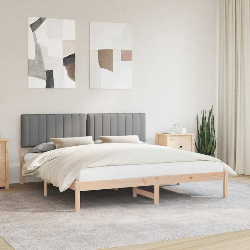 Solid Wood Bed, Natural/Light Grey, Super King (6')