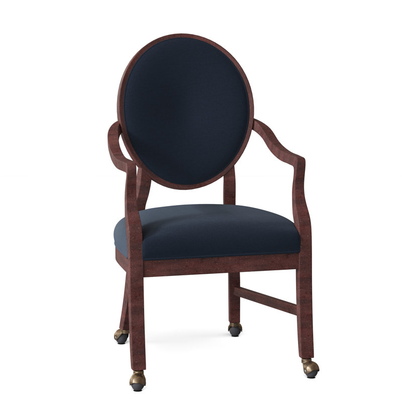 Chaise rembourrée à dossier très grand Louis, Noyer, Indigo 8789