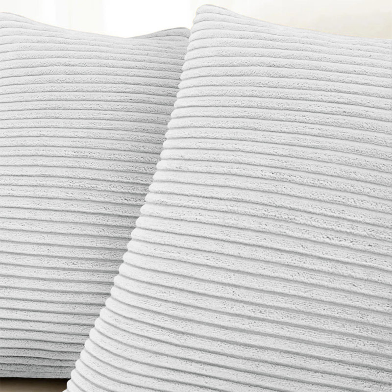 Striped Square Euro Cushion Cover, White