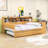 Wooden Daybed with Twin Trundle, Storage Shelves-368865974-367056029