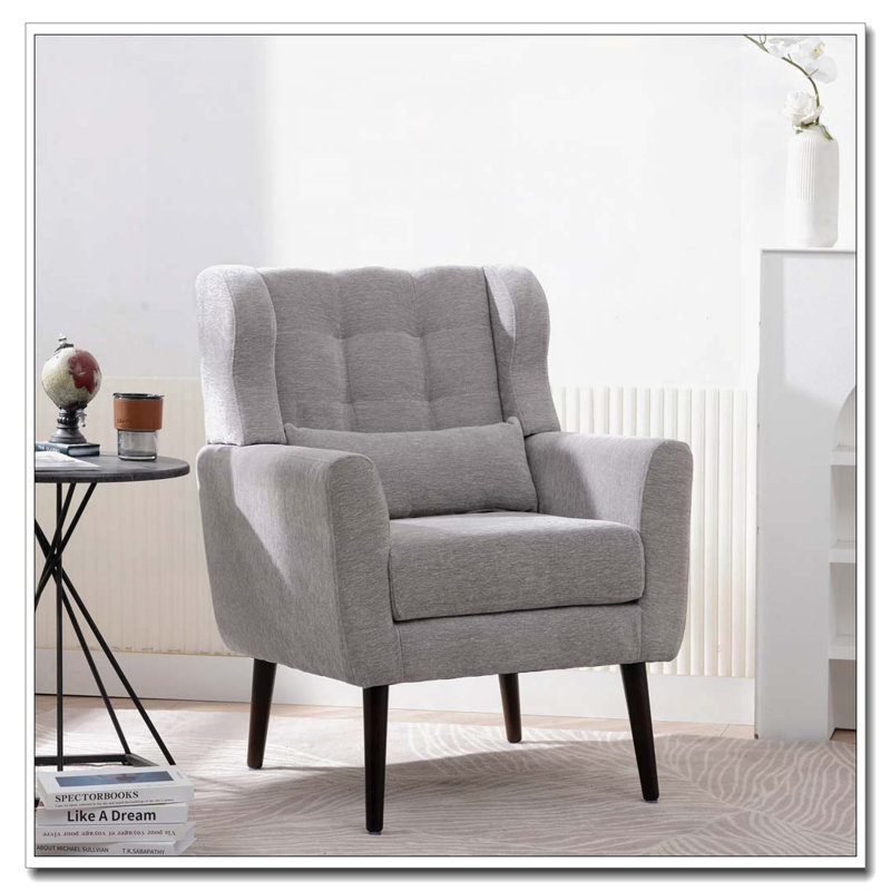 Fauteuil rembourré avec coussin, Gris