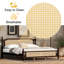 Structure de lit plateforme en bois massif avec tête et pied de lit en rotin-703626299-703626297