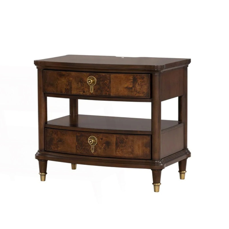 Table de chevet 1 pièce de style traditionnel avec prise de courant, table de chevet