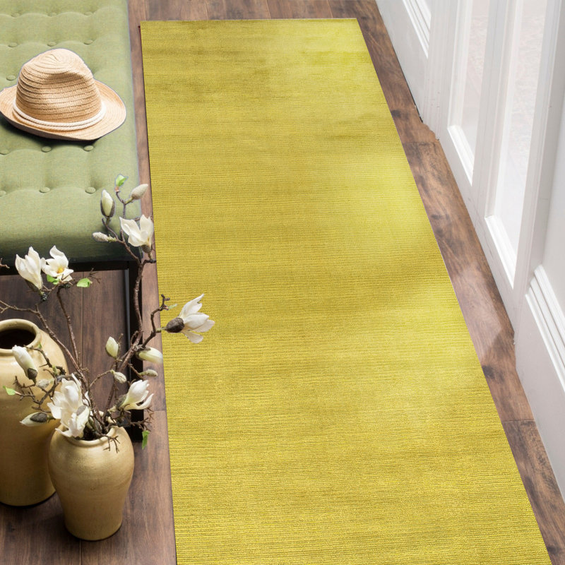 Tapis de zone lime crocheté à la main Satori, Tapis de couloir 2 pi 5 po x 7 pi 9 po