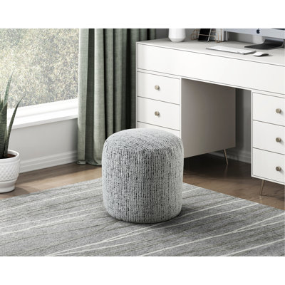 Repose-pieds cylindrique multicolore avec tissu en chenille à fermeture à glissière recouvrant un diamètre moderne de 16 po et 17 po de hauteur