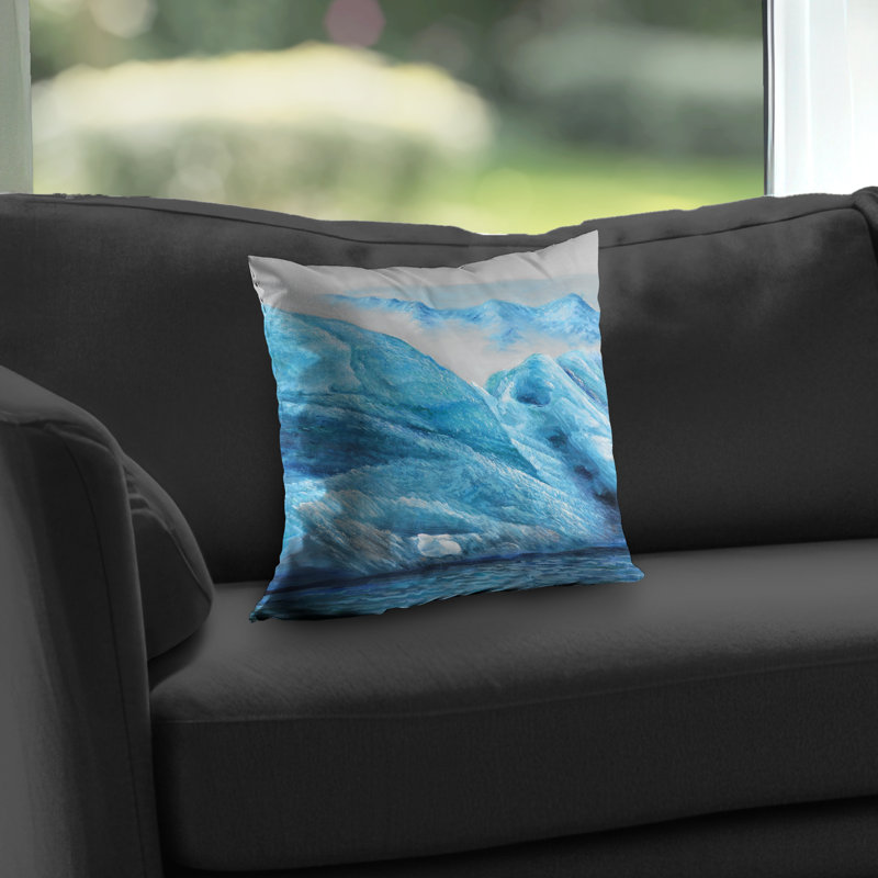 Icebergs Gray Scenic Poly Twill Throw Pillow for Home Decor