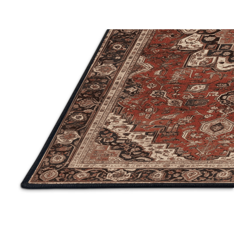 Machine Washable Persian Brown Area Rug, Rectangle 5' x 8'