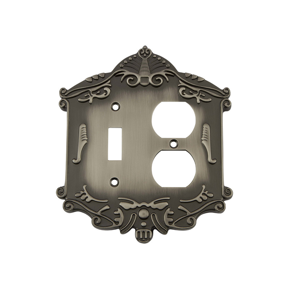 Victorian 2-Gang Duplex Outlet / Toggle Light Switch Combination Wall Plate Nostalgic Warehouse 