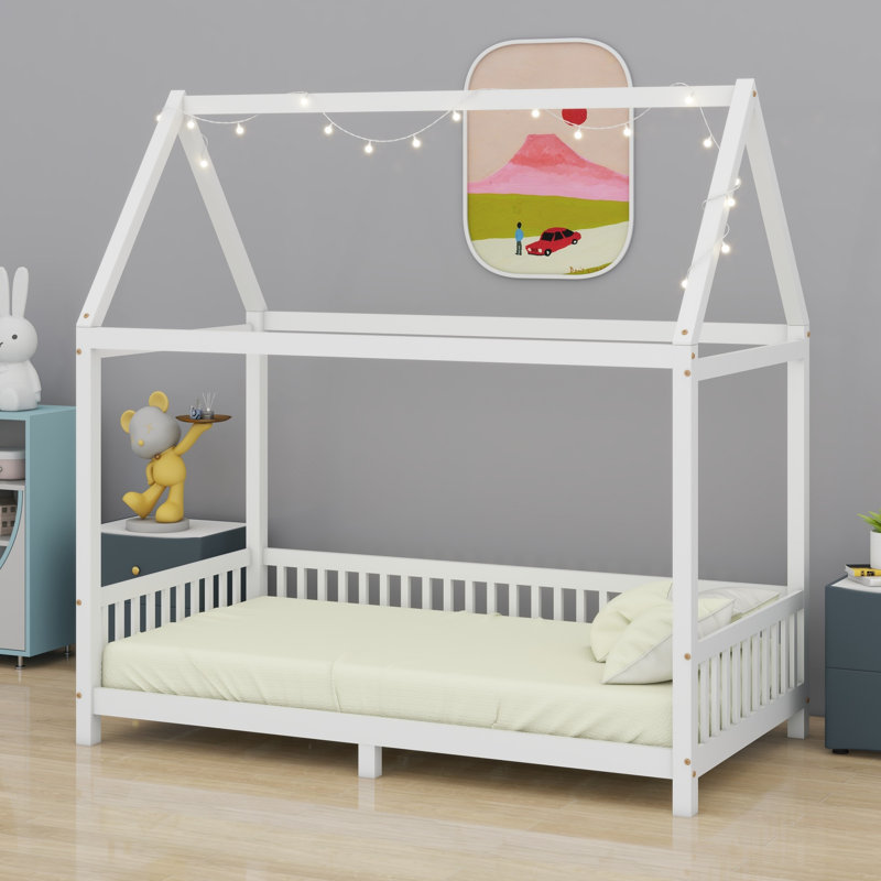 House Bed With Guardrail And LED