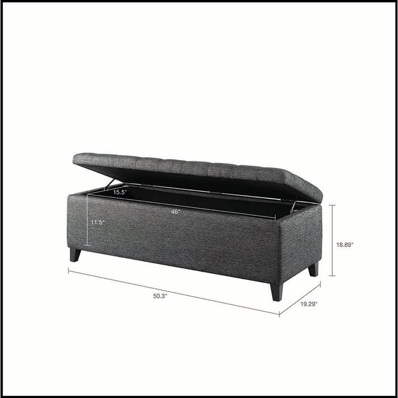 Banc de rangement touffeté à fermeture douce et confortable, Gris anthracite